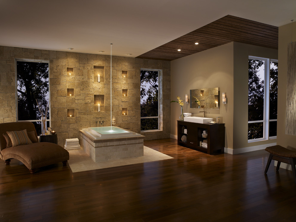 Modern Bathroom Faucets Bathroom Contemporary with Bathrooms Beige Wall Black