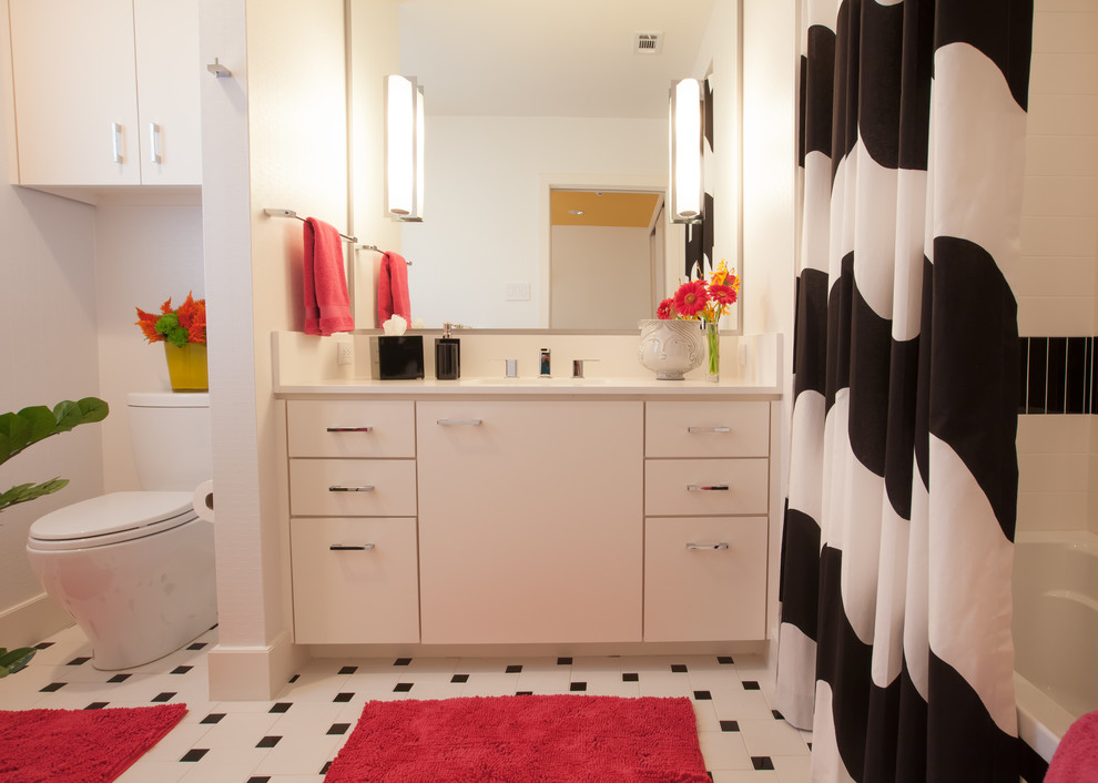 Modern Bathroom Mirrors Bathroom Contemporary with Black and White Shower
