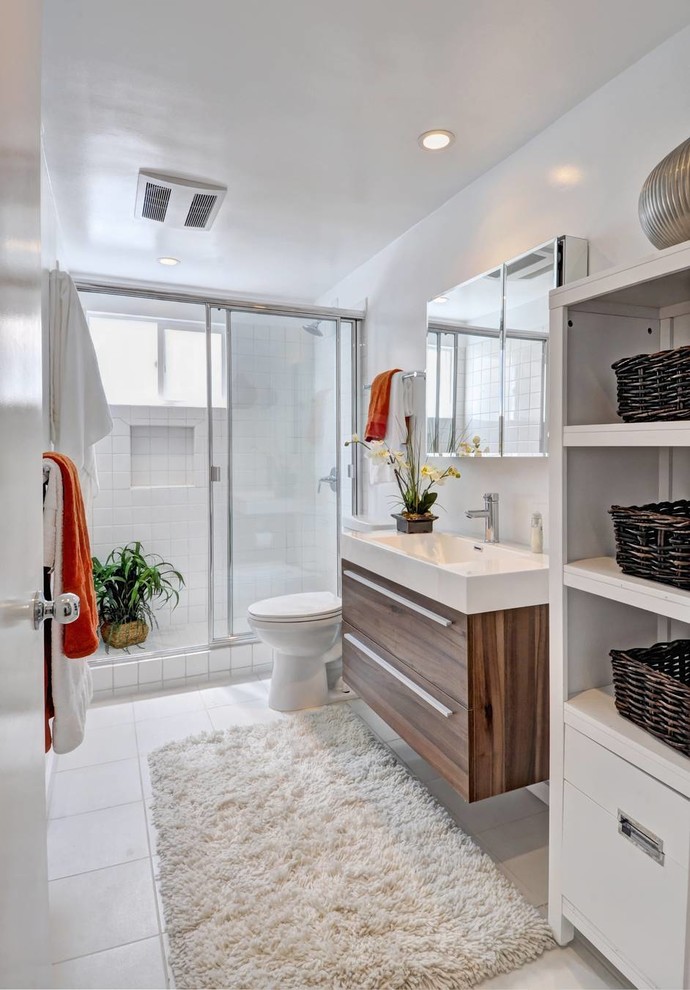 Modern Bathroom Vanities Bathroom Contemporary with Baskets Bath Mat Beige