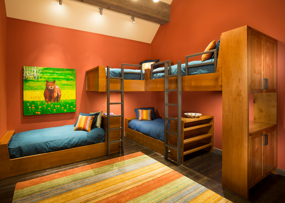 Modern Bunk Beds Kids Contemporary with Beam Bear Blue Bedding