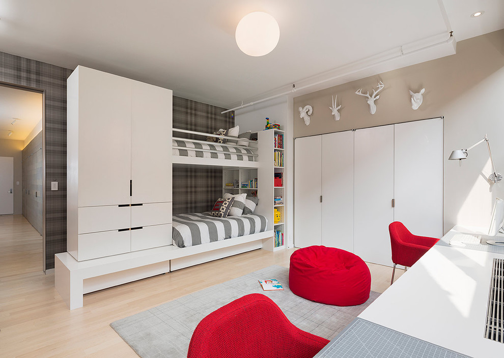 Modern Bunk Beds Kids Modern with Antlers Bean Bag Built In