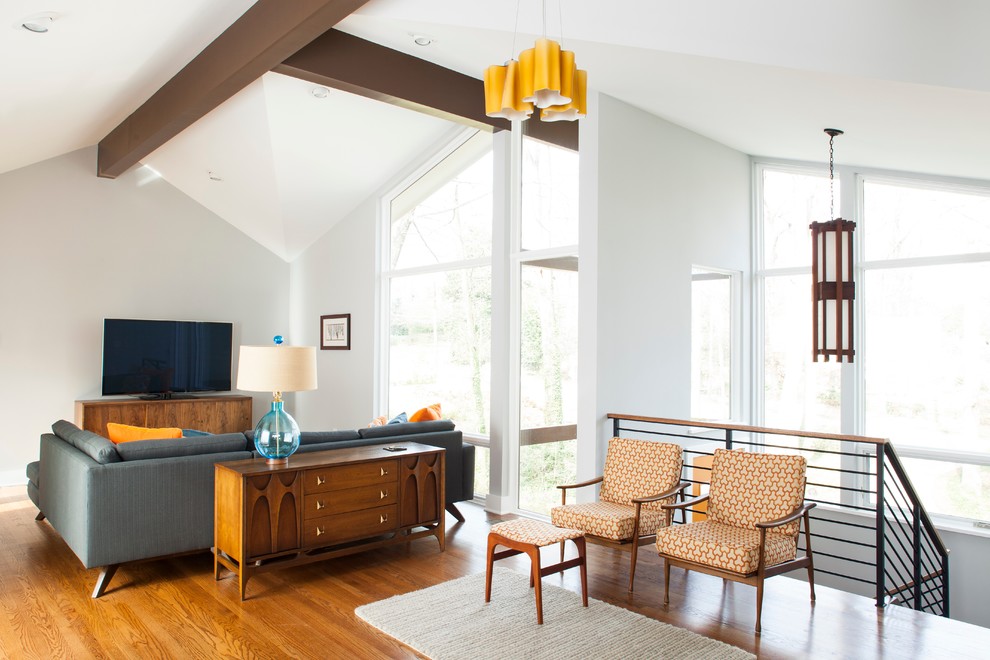 Modern Ceiling Light Living Room Midcentury with Atlanta Blue Blue Sofa