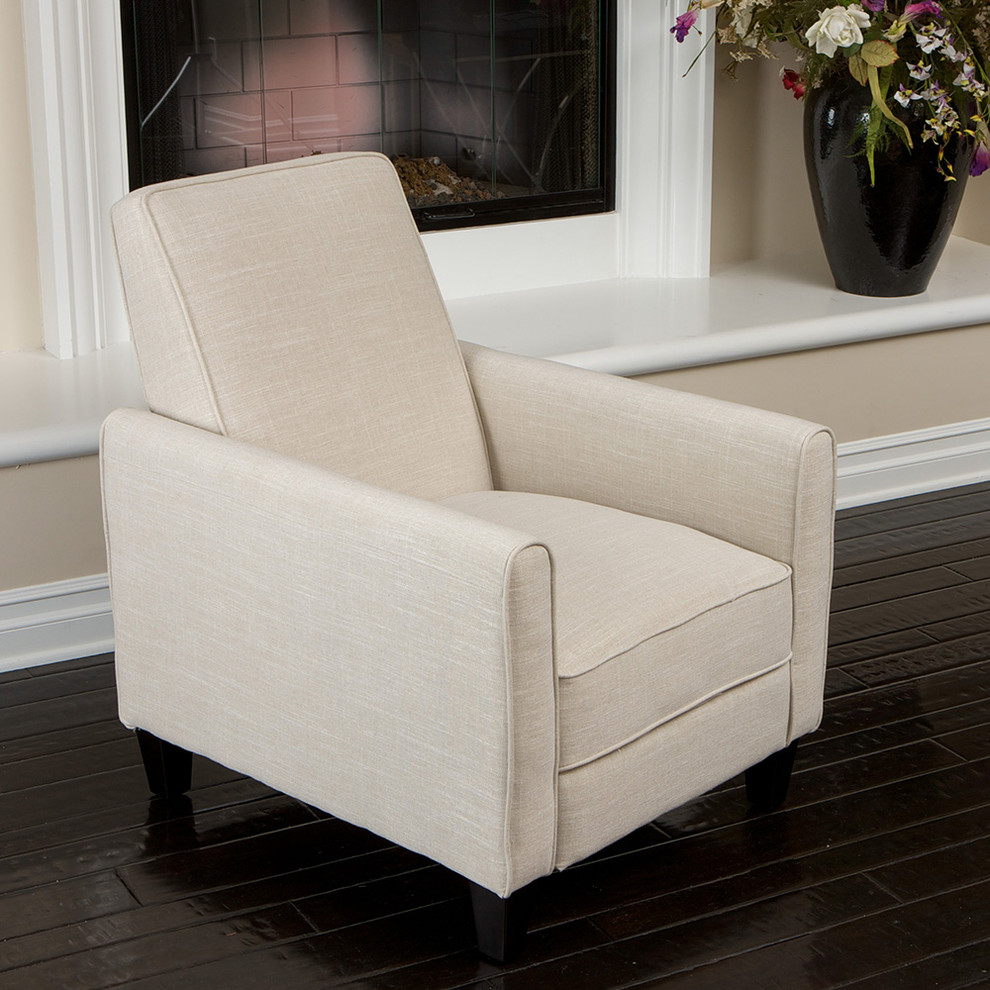 Modern Club Chair Living Room Modern with Beige Fabric Recliner Club