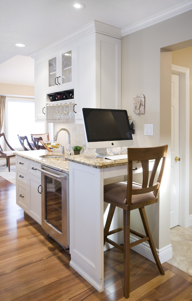 Modern Computer Desk Kitchen Traditional with Baseboards Beige Wall Crown