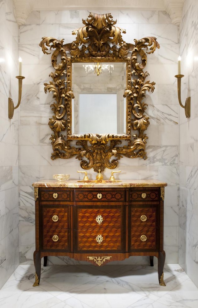 Modern Contemporary Furniture Powder Room Traditional with Antiques Bathroom Mirror Freestanding