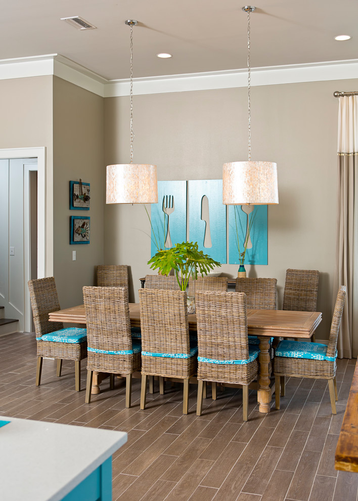 Modern Crown Molding Dining Room Contemporary with Beach Home Beige Walls2