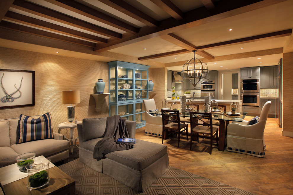 Modern Curio Cabinet Family Room Contemporary with Area Rug Chaise Chandelier