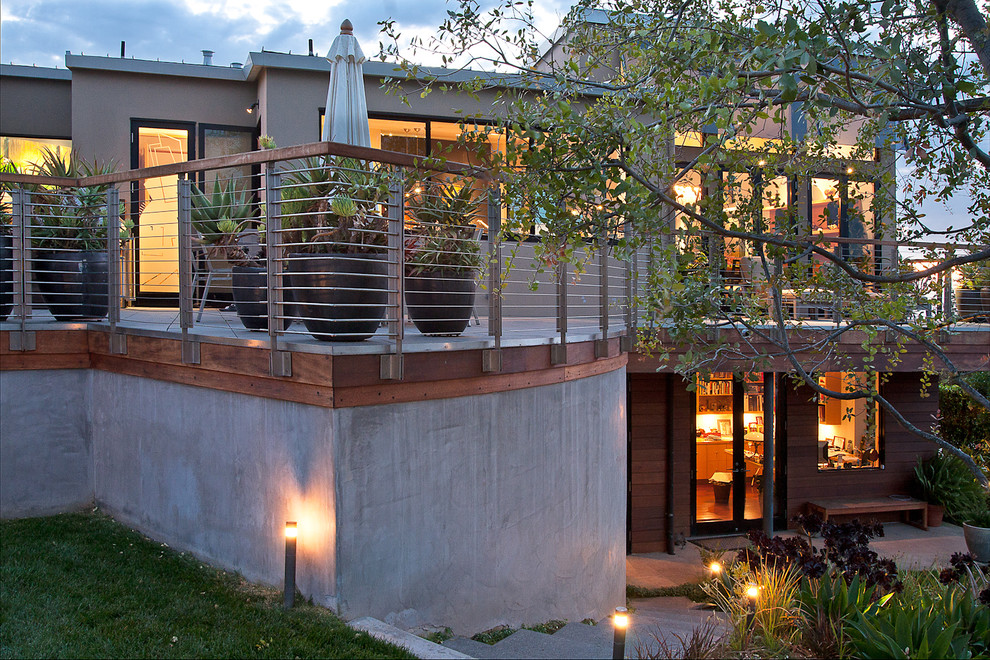 Modern Deck Railing Landscape Contemporary with Container Plants Deck Garden