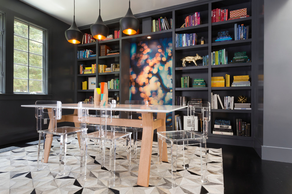 Modern Dining Sets Dining Room Contemporary with Black Floor Bookshelves Built