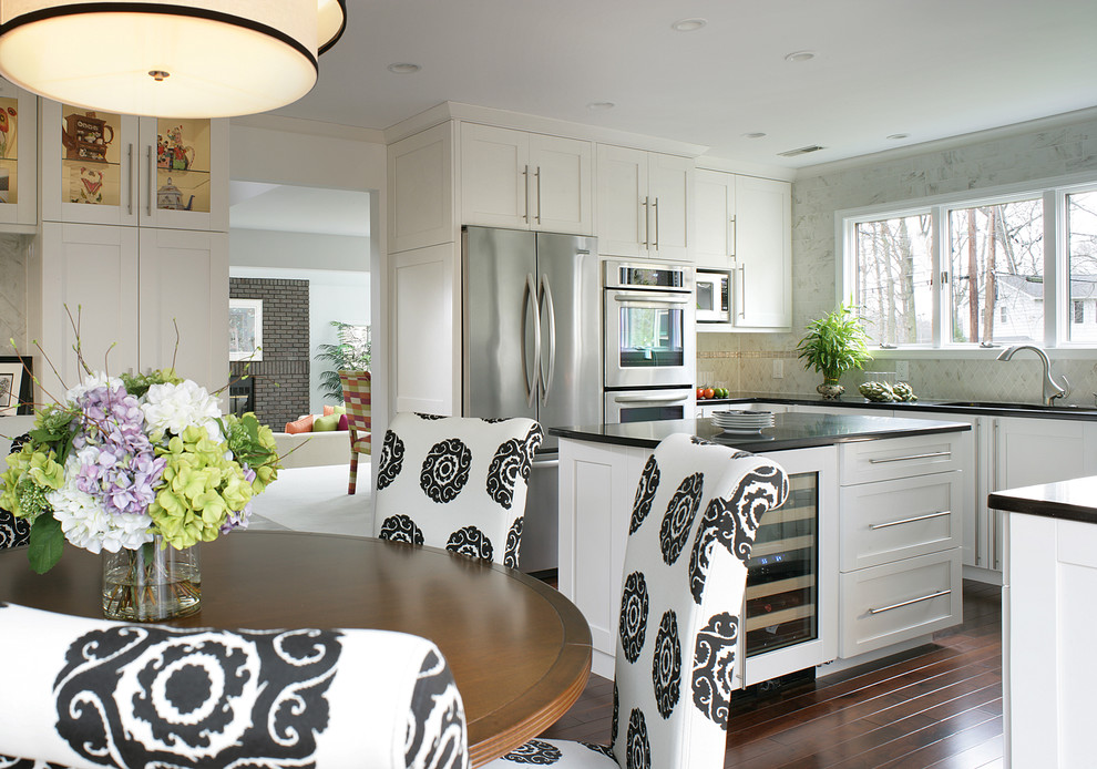 Modern Door Handles Kitchen Transitional with Black and White Upholstered