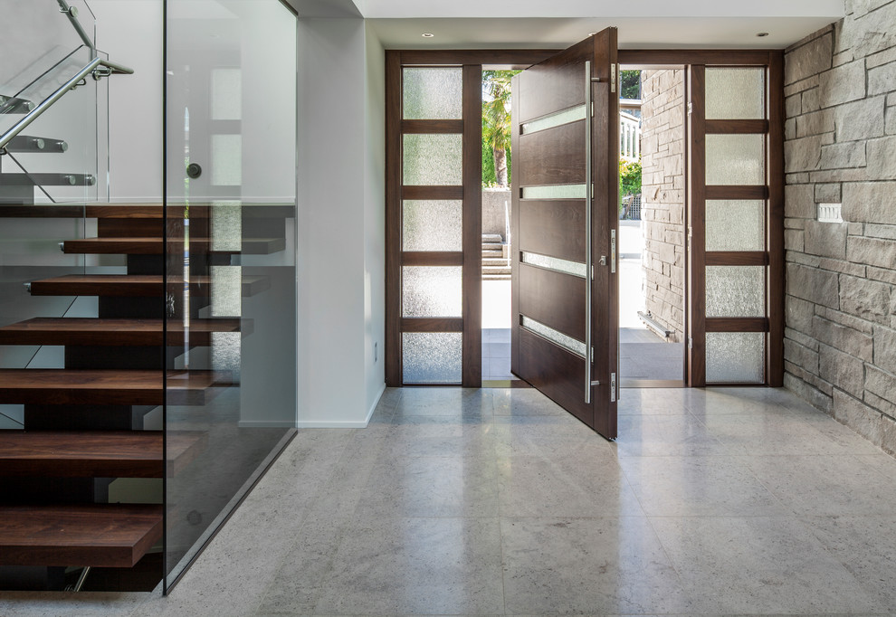 modern entry doors Entry Contemporary with bar pull center stringer