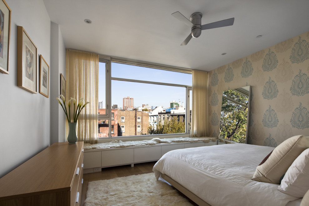 Modern Fan Company Bedroom Contemporary with Area Rug Bench Seat