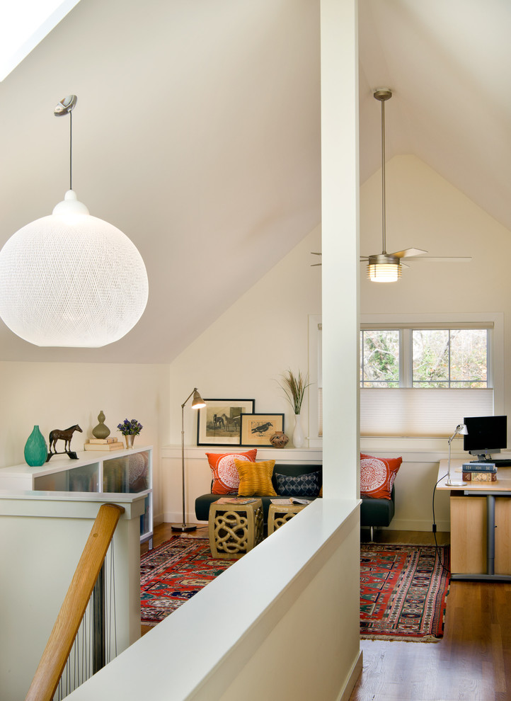 Modern Fan Company Home Office Contemporary with Area Rug Attic Ceiling