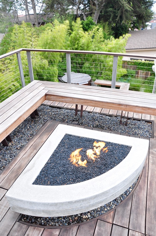 Modern Fire Pits Patio Contemporary with Bench Built in Bench Cable