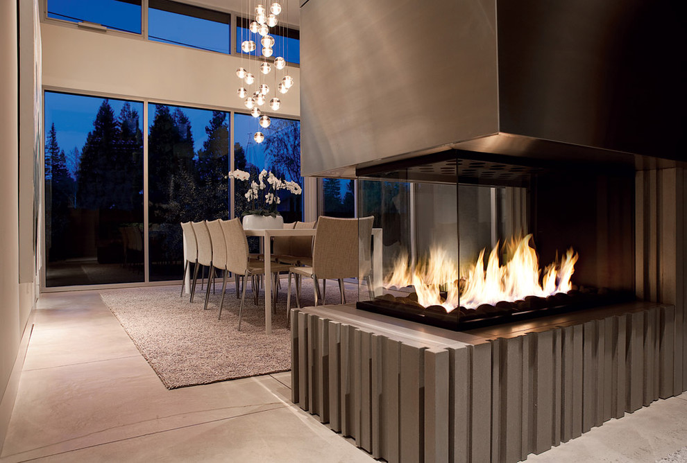 Modern Fireplace Designs Dining Room Contemporary with Canopy Chandelier Clerestory Contemporary