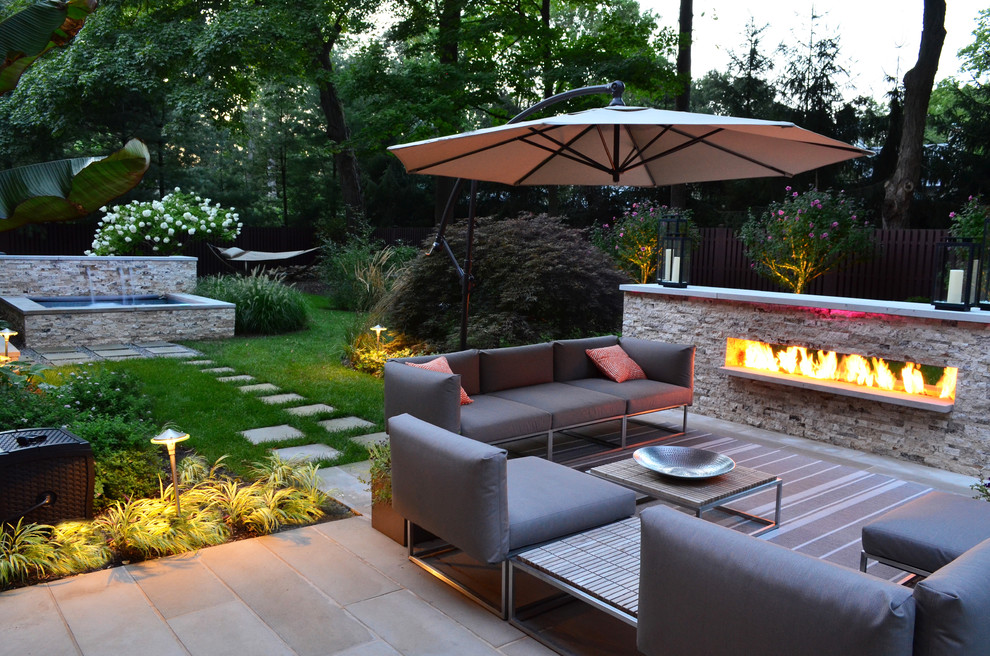 Modern Fireplace Designs Landscape Transitional with Auto Pool Cover Fire