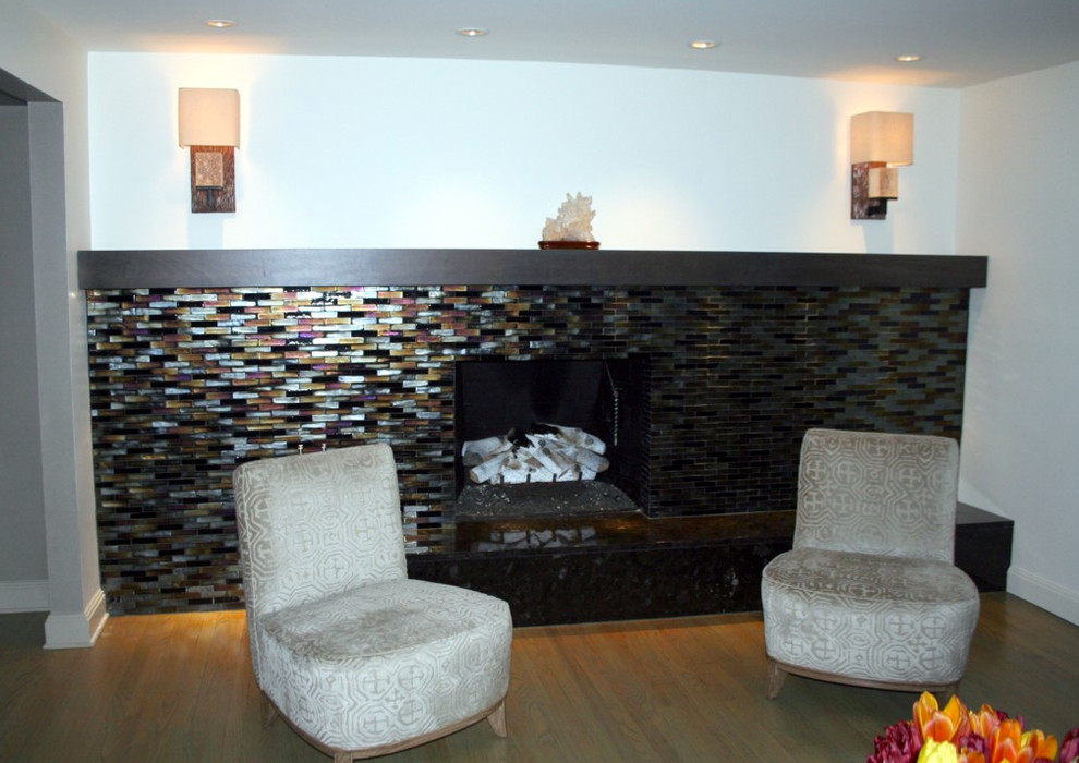 Modern Fireplace Mantels Living Room Modern with Custom Tile Custom Made Wall