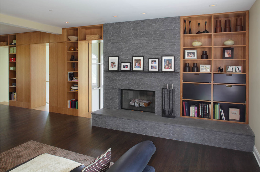 Modern Fireplace Tools Family Room Modern with Bookcase Bookshelves Built In