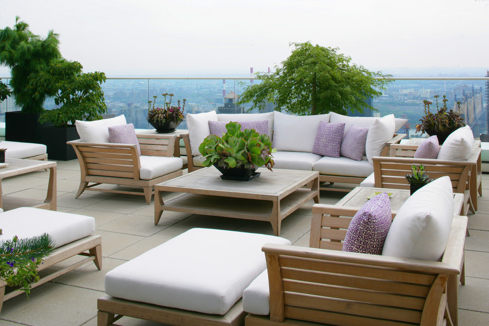 Modern Furniture Nyc Deck Contemporary with Container Plants Decorative Pillows