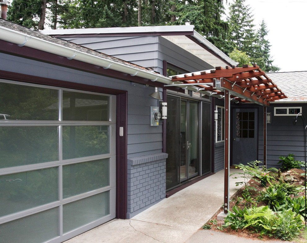 Modern Garage Doors Exterior Contemporary with Brick Wall Concrete Paving