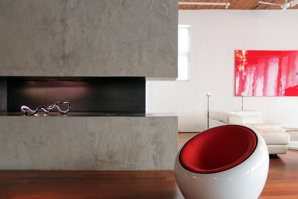 Modern Gas Fireplace Living Room Contemporary with Concrete Designer Eclectic Fireplace