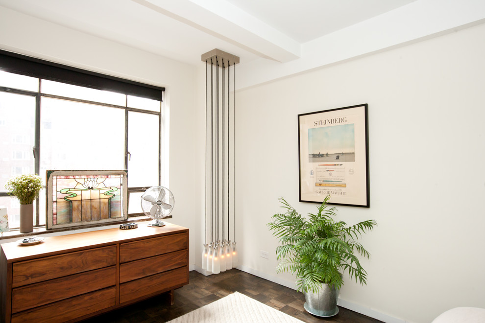 Modern Hanging Lamps Bedroom Eclectic with Area Rug Dark Stained