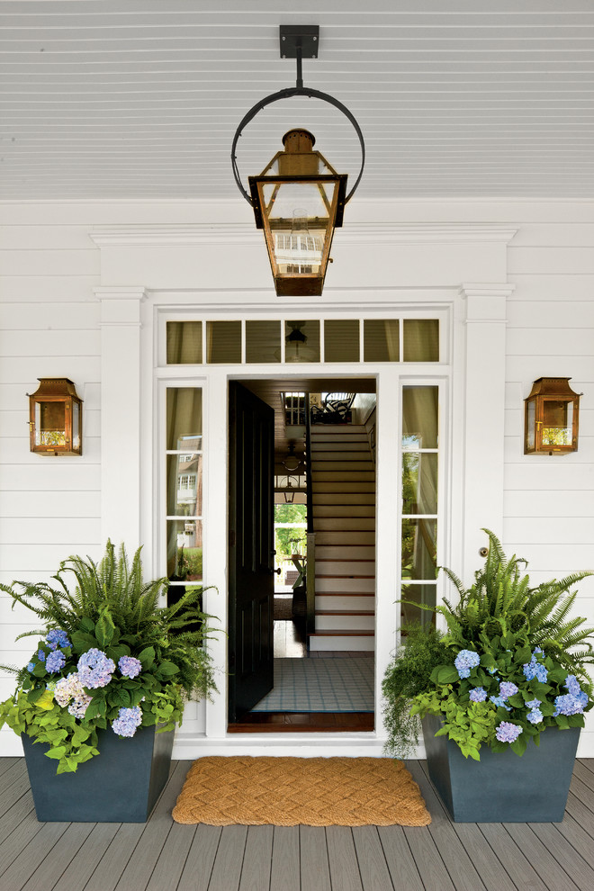 Modern Hanging Planter Entry Farmhouse with Black Door Black Front