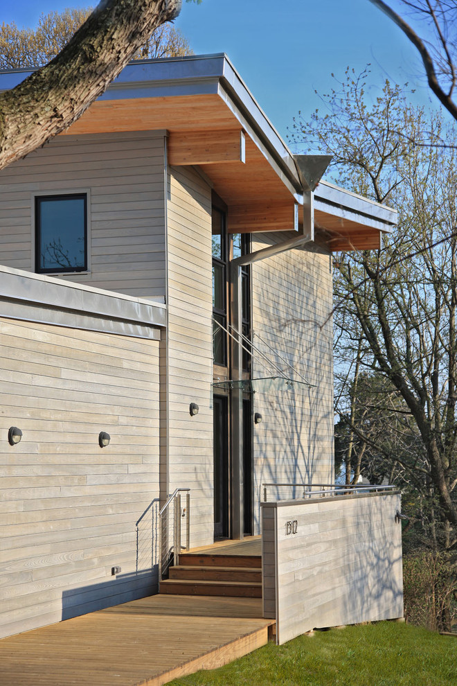 Modern House Siding Exterior Contemporary with Bamboo Bay Butterfly Roof