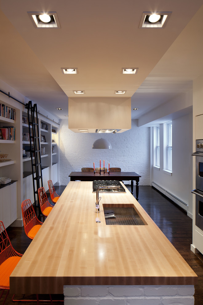 Modern Kitchen Faucet Kitchen Modern with Blackened Steel Countertop Bookshelves