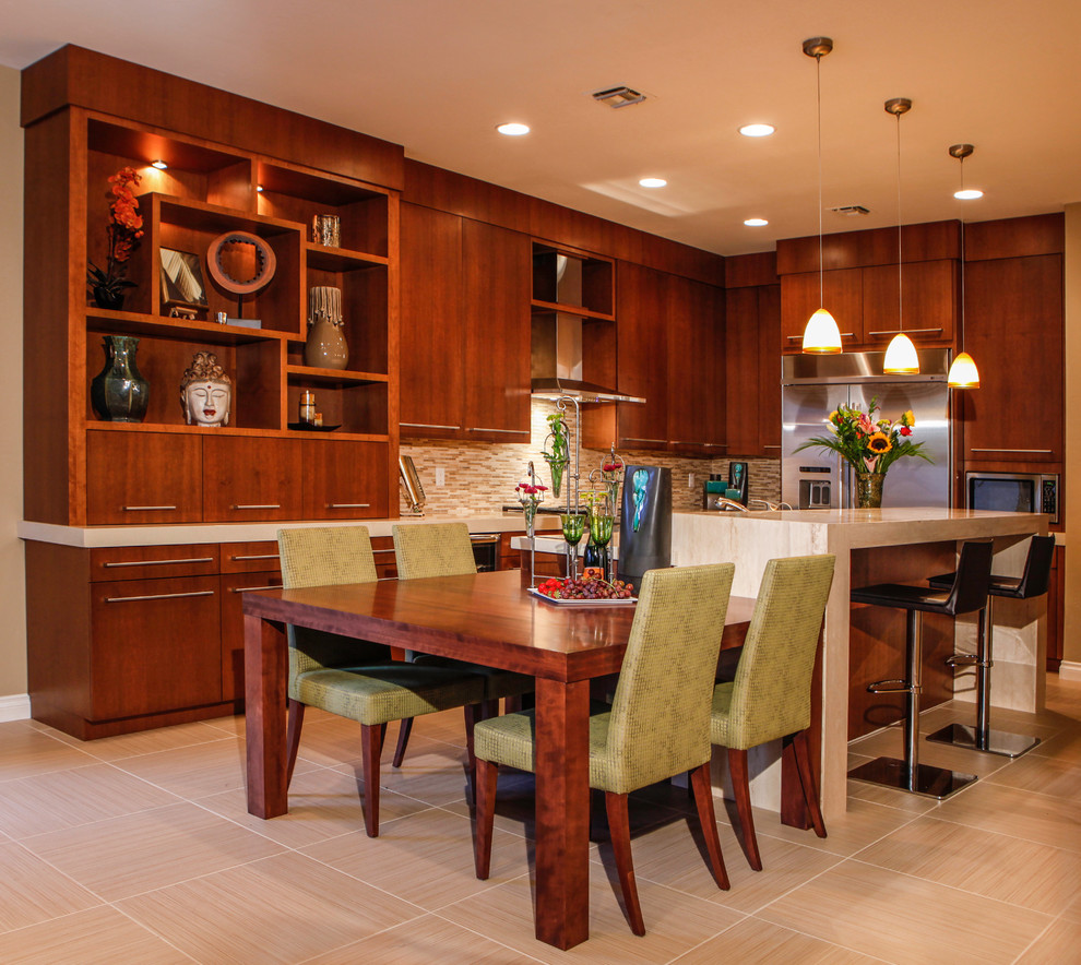 Modern Kitchen Remodel Kitchen Contemporary with Artwork Beige Countertop Beige