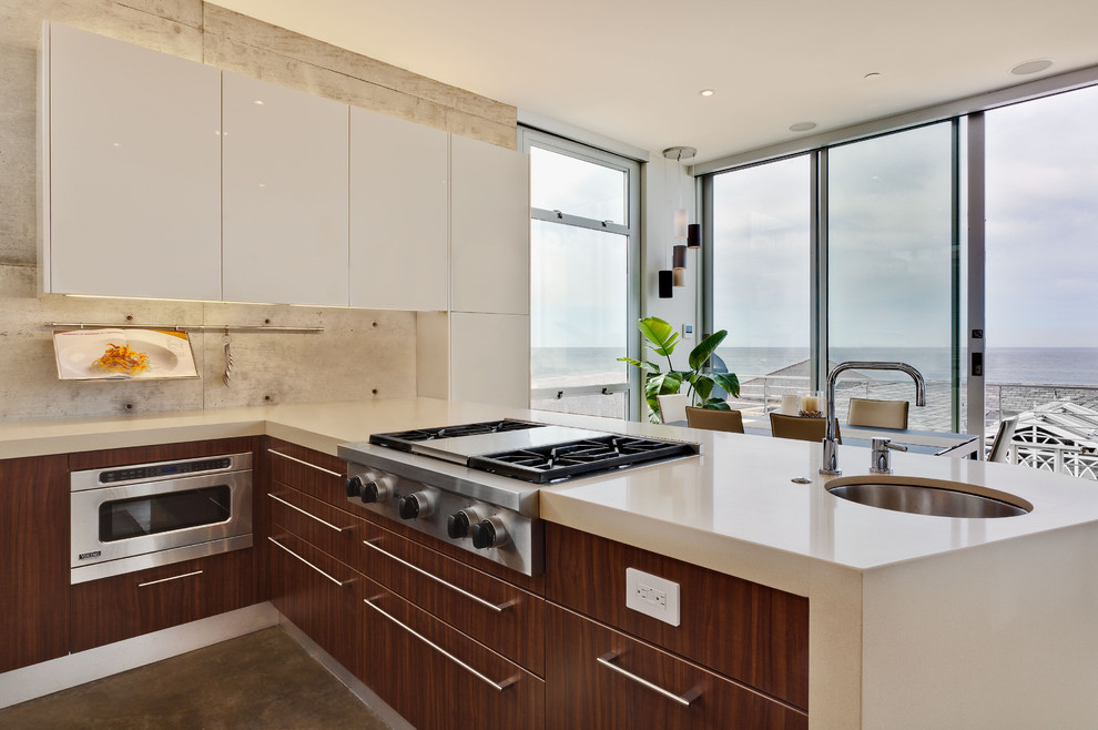 Modern Kitchen Remodel Kitchen Modern with Bar Sink Beige Countertop