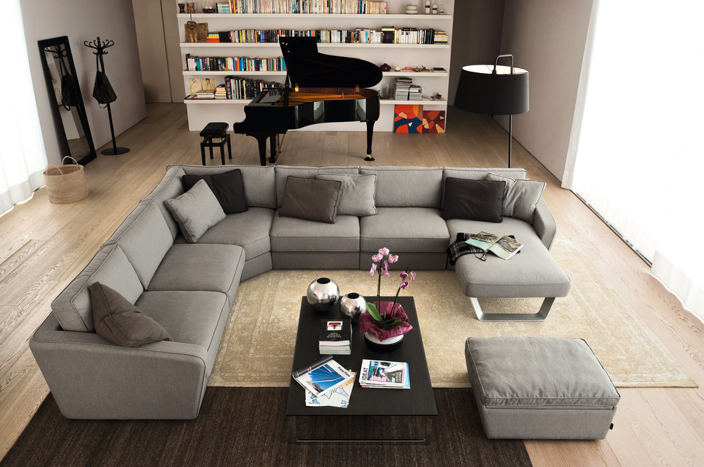 Modern Leather Sectional Living Room Modern with Endless Coffee Table Fabric