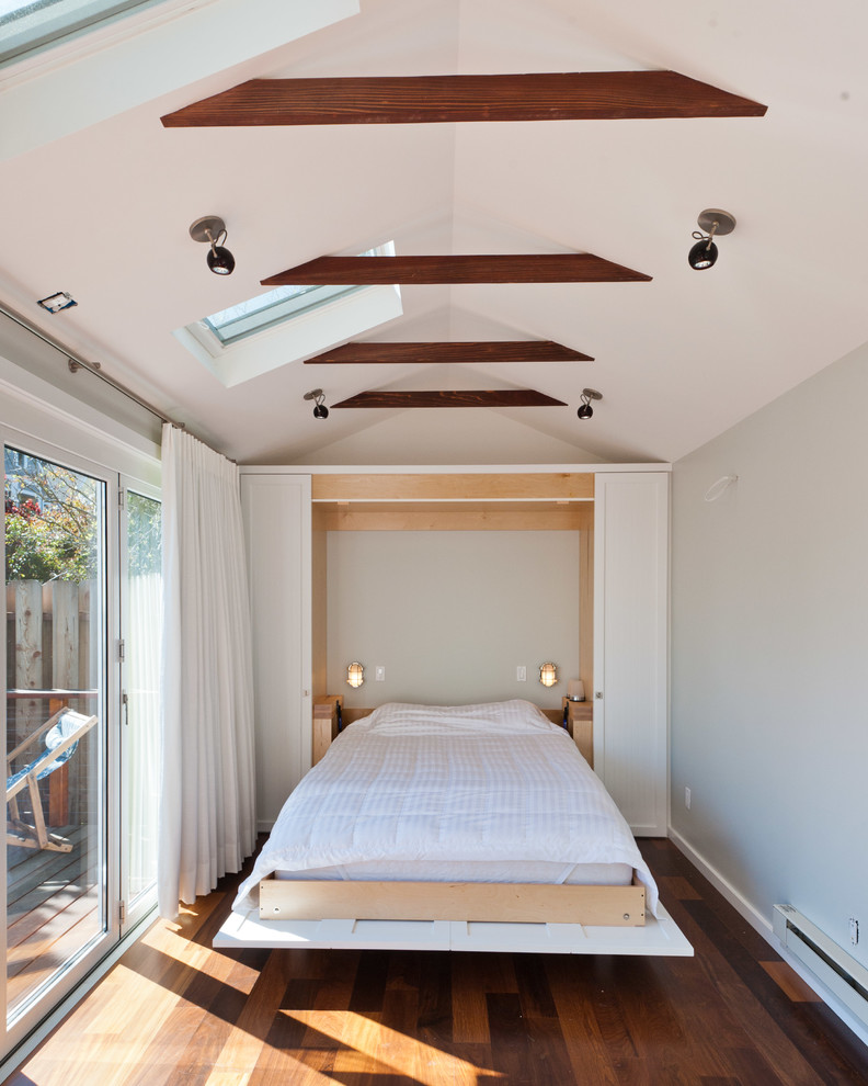 Modern Murphy Beds Bedroom Contemporary with Beams Ceiling Lighting Deck