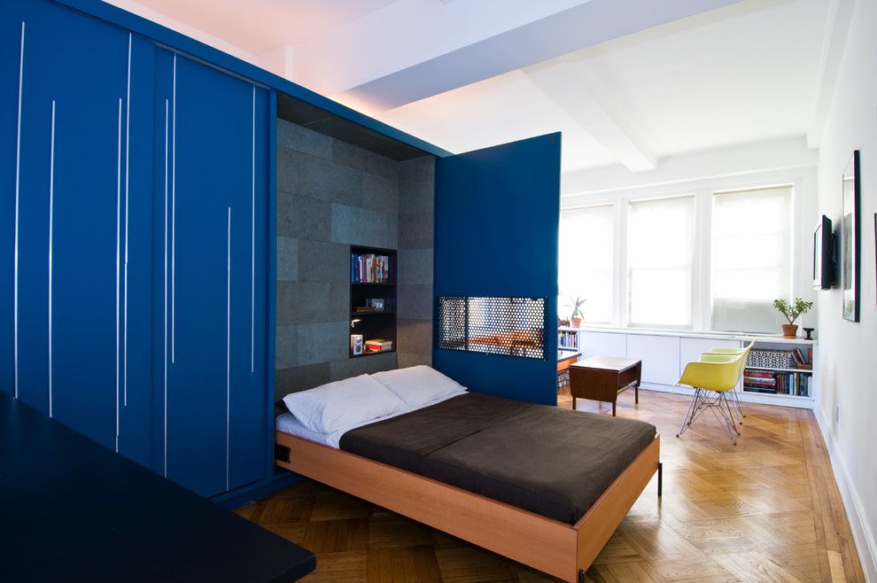 Modern Murphy Beds Bedroom Contemporary with Blue Casters Coffee Table