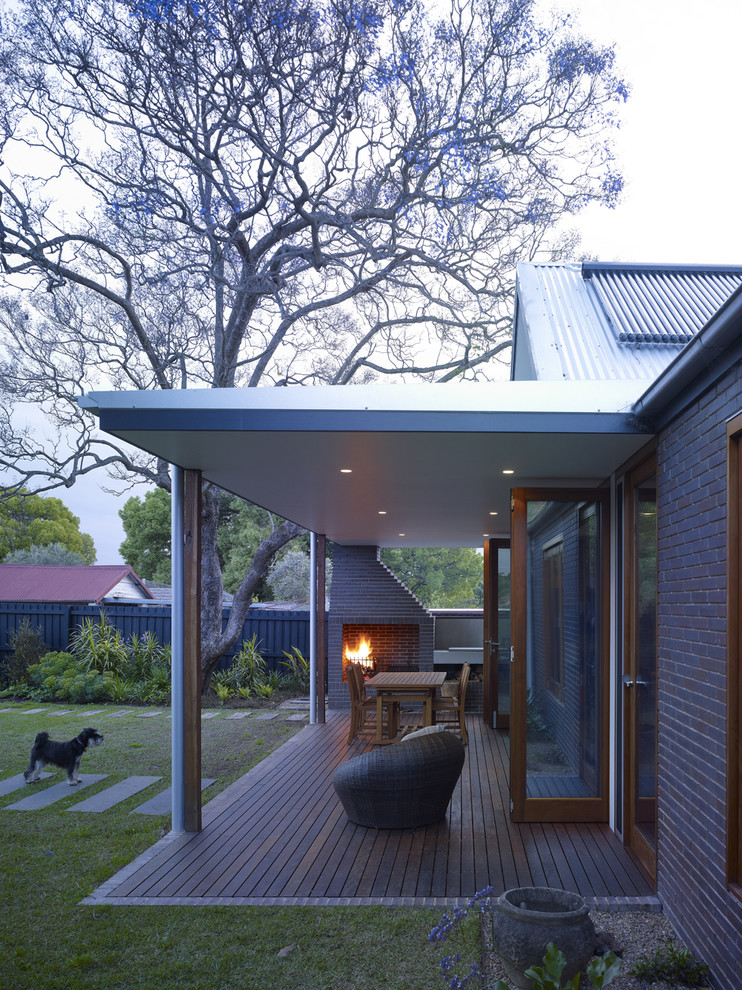 Modern Outdoor Fireplace Exterior Contemporary with Brick Wall Built In