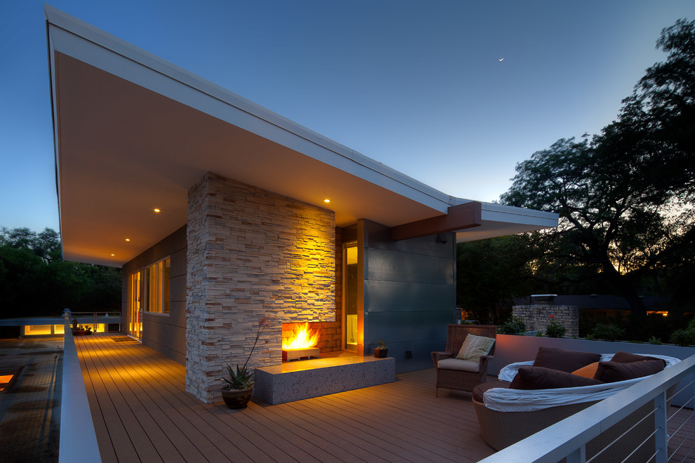 Modern Outdoor Fireplace Exterior Modern with Austin Butterfly Roof Cable