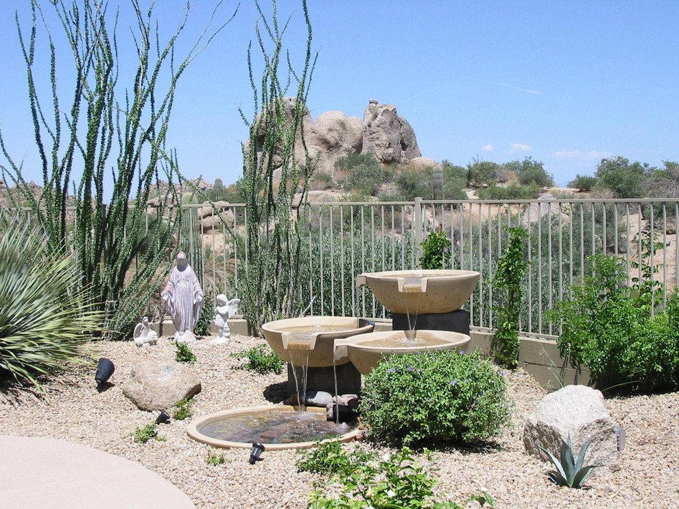 Modern Outdoor Fountain Landscape Contemporary with Boulders Cactus Desert Fountain