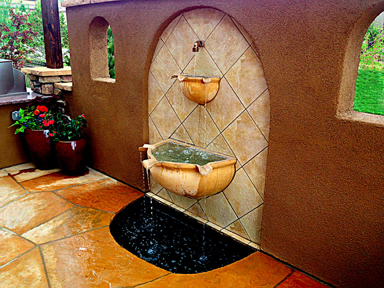 Modern Outdoor Fountains Patio Traditional with Flagstone Cap Flagstone Patio1