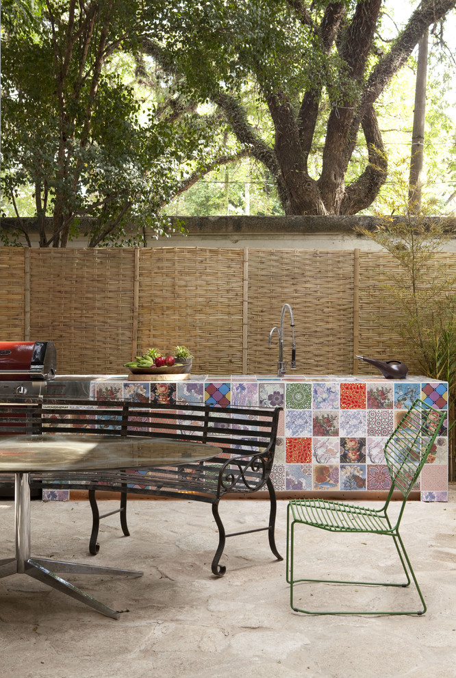 Modern Outdoor Kitchen Patio Modern with Concrete Concrete Floor Garden