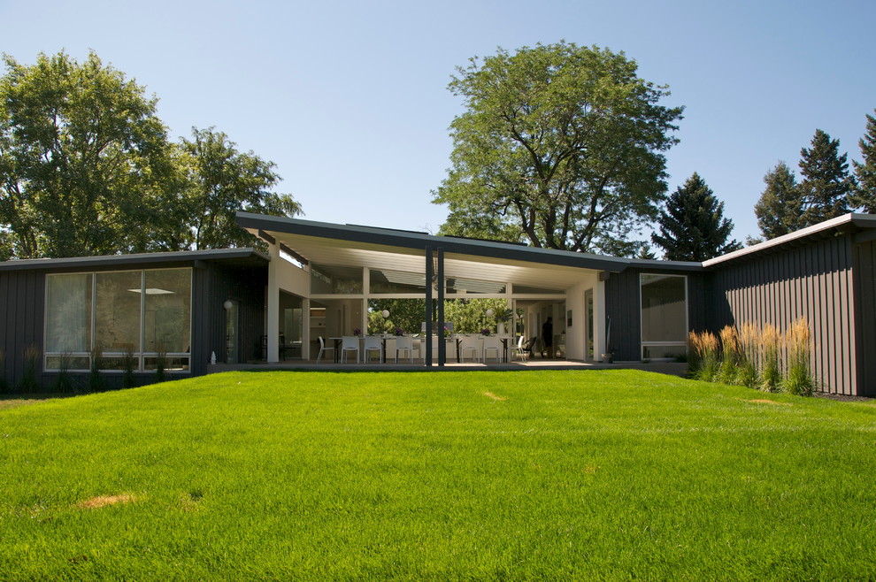 Modern Patio Covers Exterior Midcentury with Flat Roof Floor To