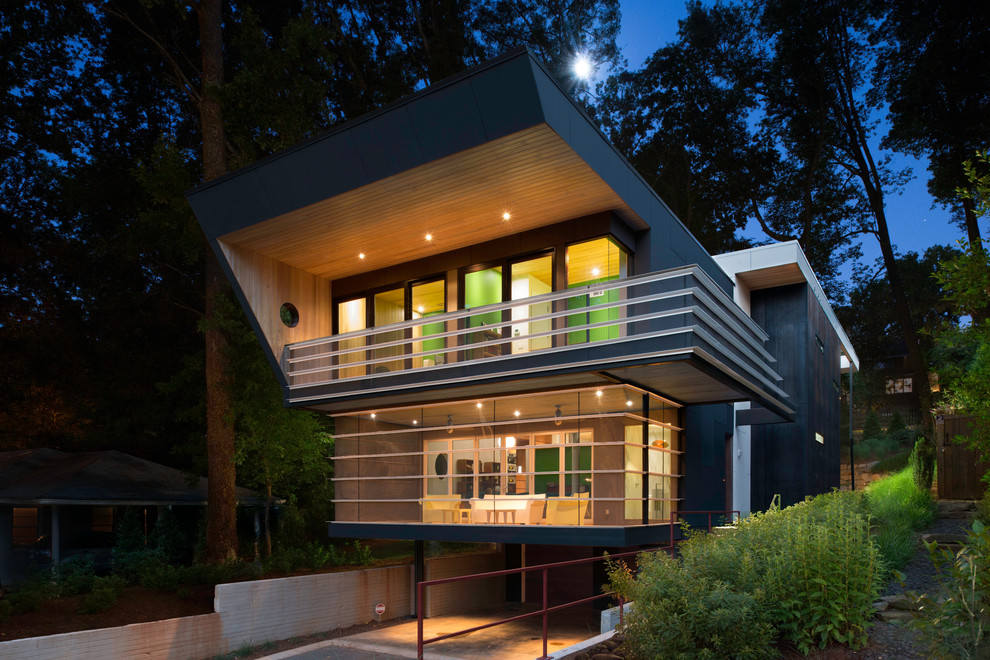 Modern Pendant Light Exterior Contemporary with Bathtub Black Black Siding