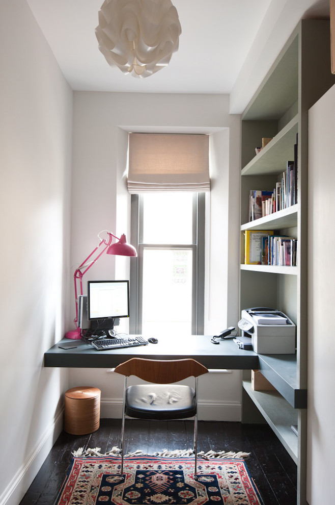 Modern Pendant Lights Home Office Contemporary with Built in Desk Built in Shelves
