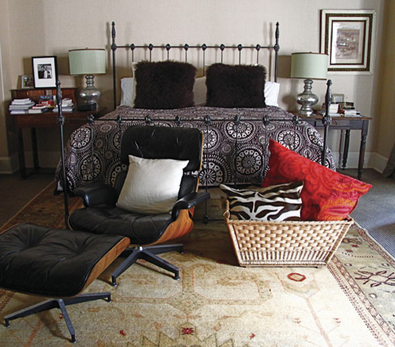 Modern Persian Rugs Bedroom Eclectic with Animal Print Eames Iron