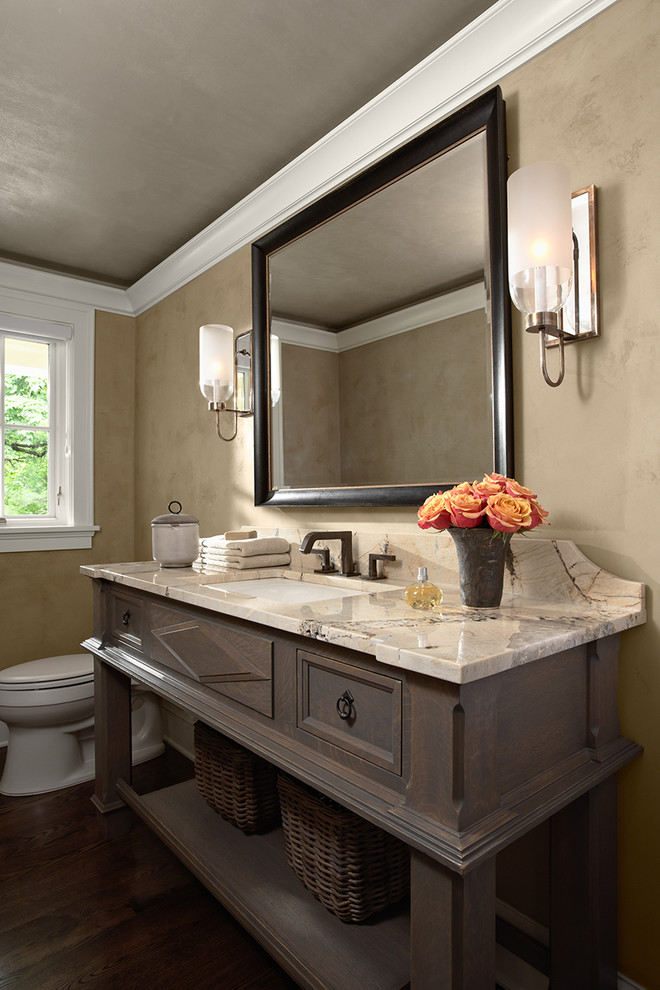 Modern Powder Room Vanity Powder Room Traditional with Backsplash Cabinets Countertop Crown