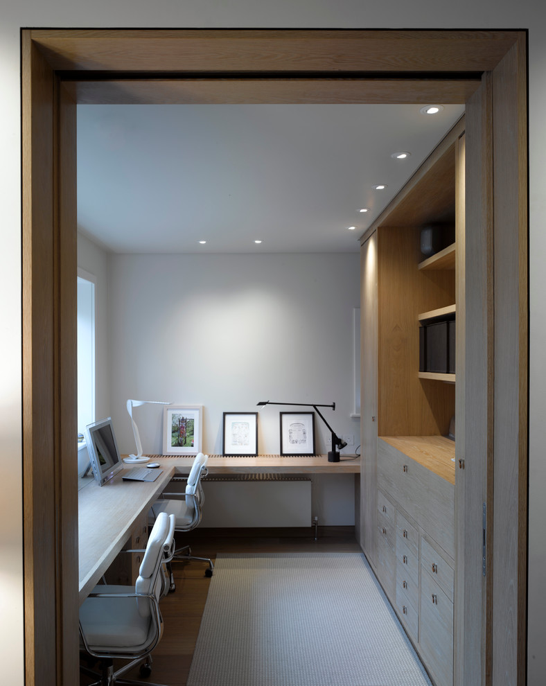 Modern Recessed Lighting Home Office Contemporary with Artword Built in Cabinets