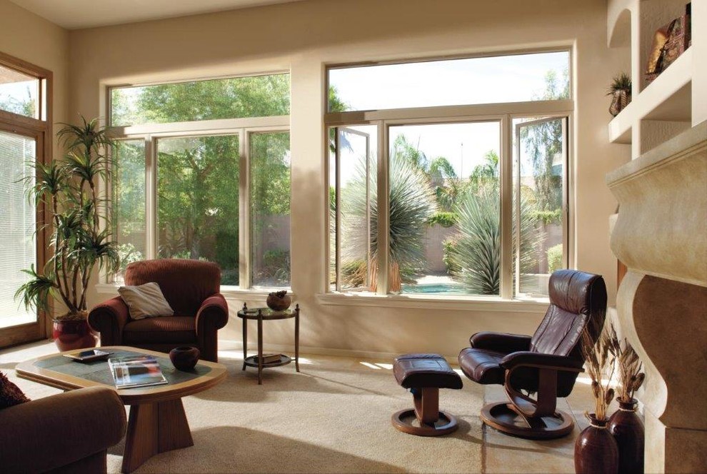 Modern Rocking Chair Family Room Contemporary with Casements Fixed Windows Impervia
