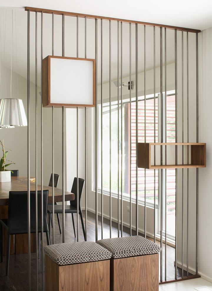 Modern Room Divider Dining Room Modern with Cube Dark Floor Entrance