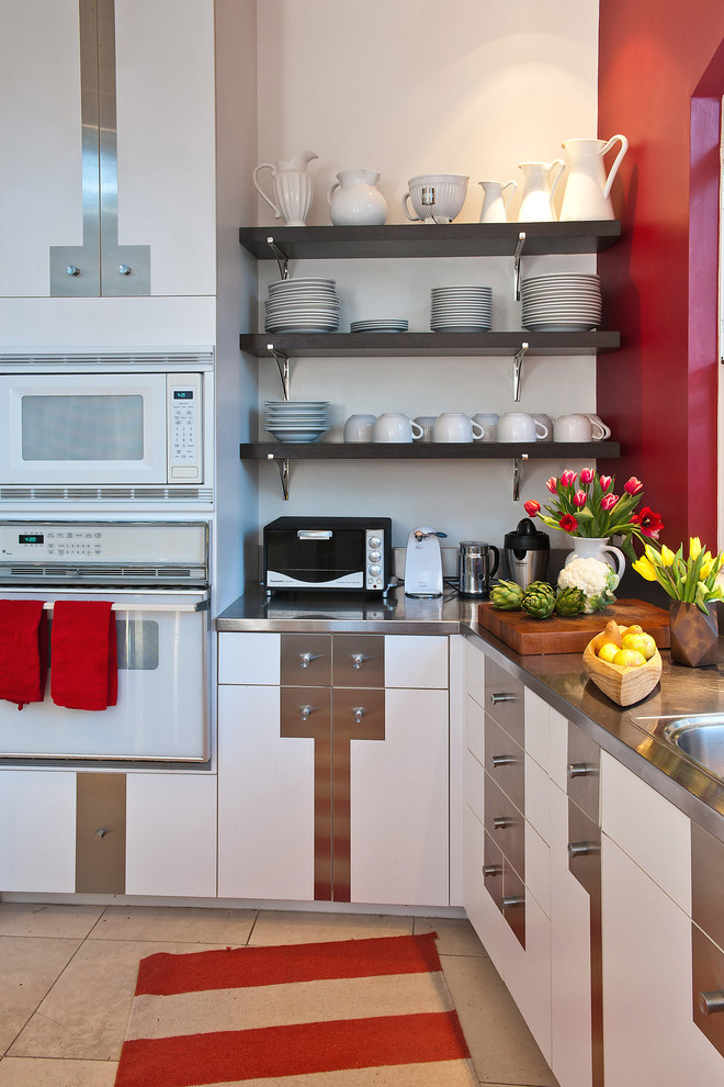 Modern Shelf Bracket Kitchen Eclectic with Kitchen Shelves Metallic Accents