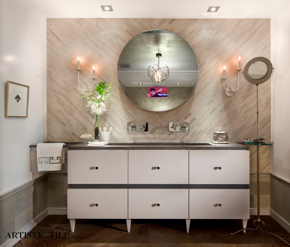 Modern Shower Bench Bathroom Contemporary with Limestone Tile Natural Stone