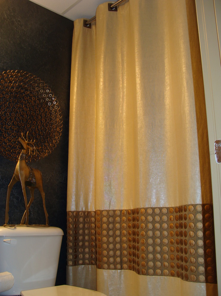 Modern Shower Curtains Spaces Modern with Bathroom Blue Cream Cream